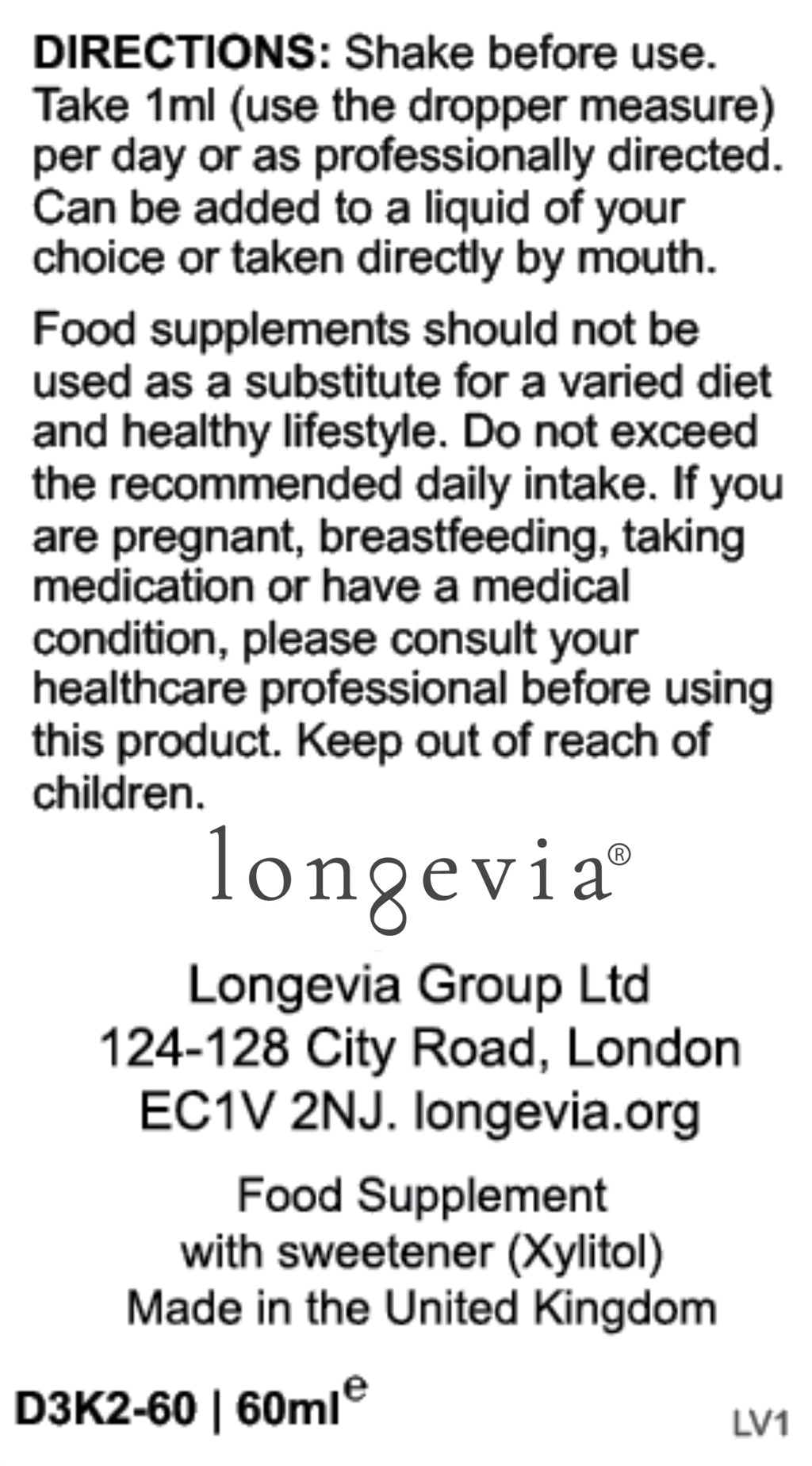 Longevia D3+K2 - Liposomal
