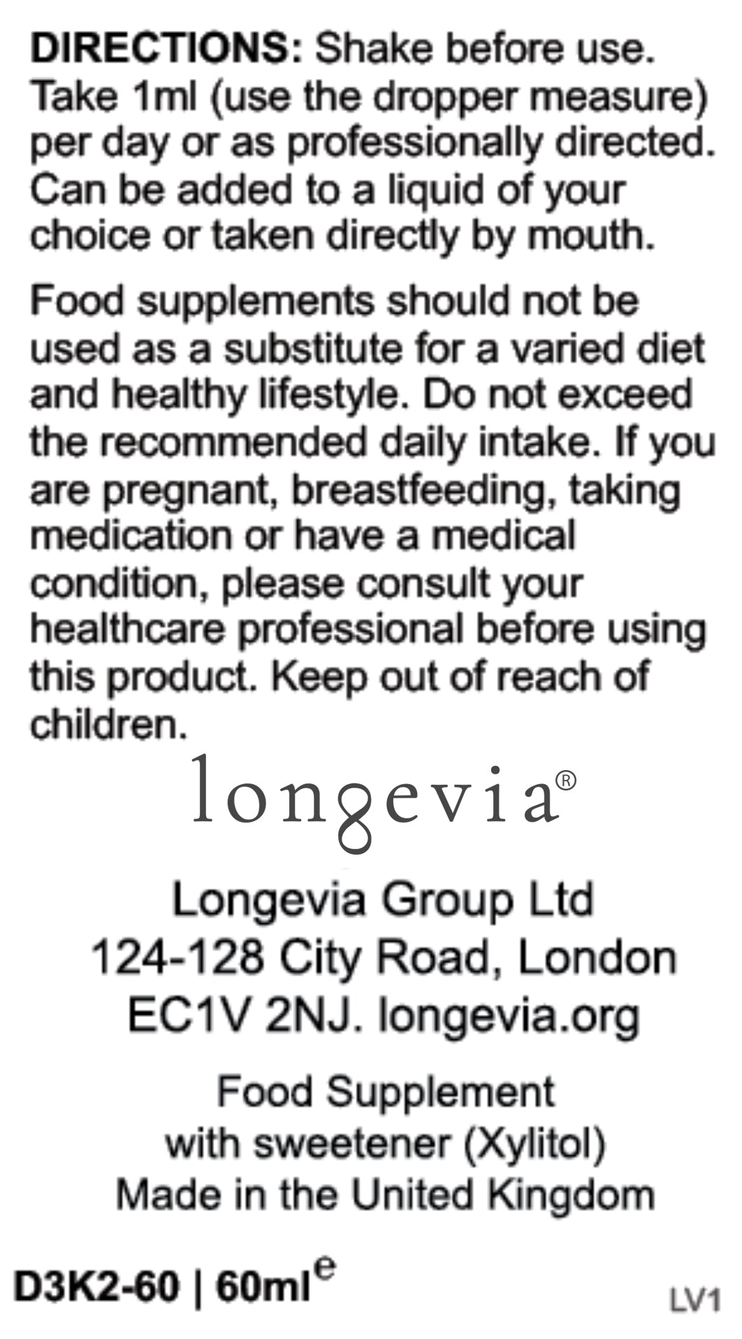 Longevia D3+K2 - Liposomal